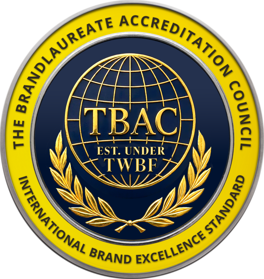 The TBAC seal: The BrandLaureate Accreditation Council, International Brand Excellence Standard